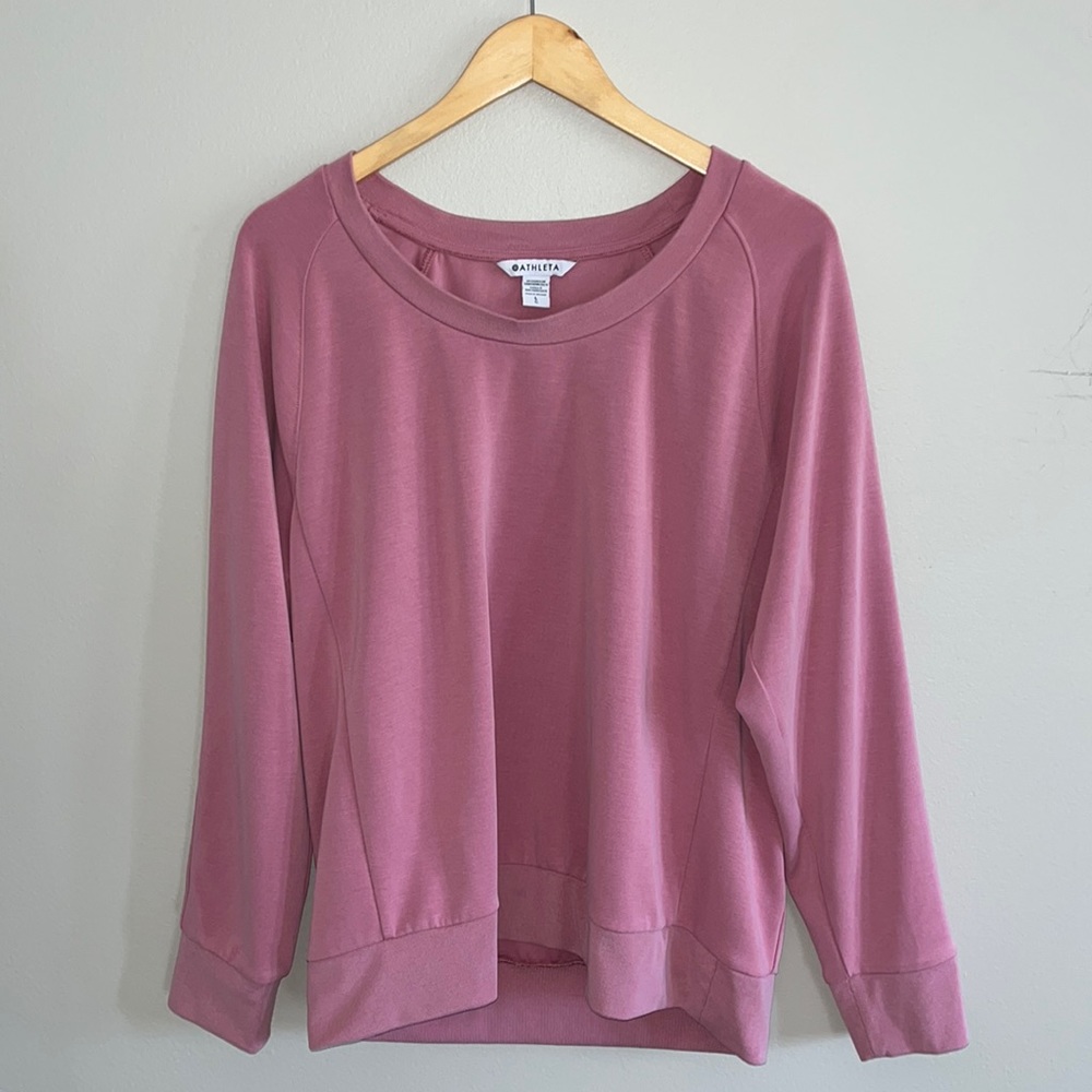 Athleta Scoop Neck Pink Seasoft Sweatshirt